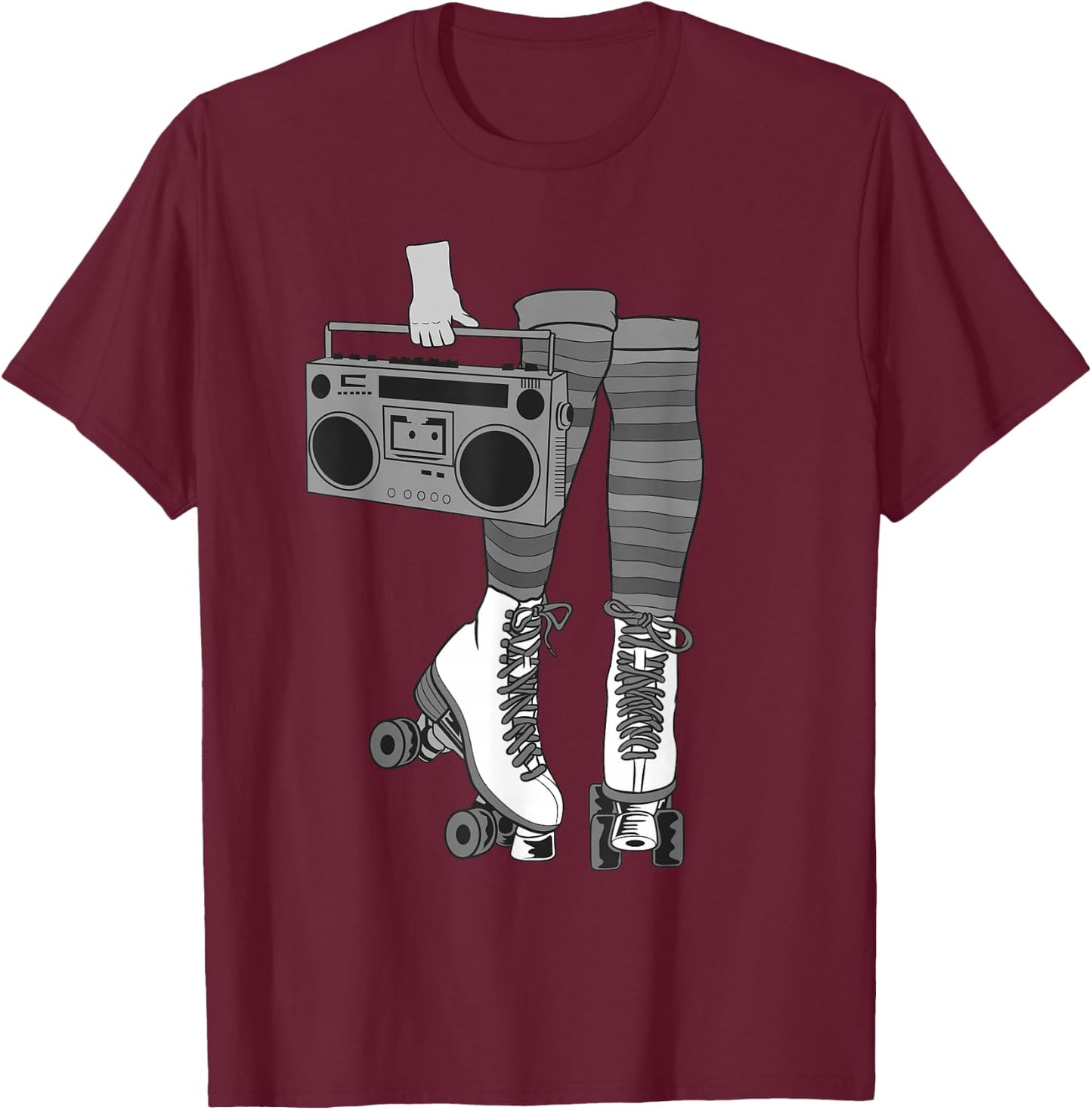 Retro Rollerskates Funny 80's Roller Disco Skating Girl Gift T-Shirt - T-Shirt | Maroon