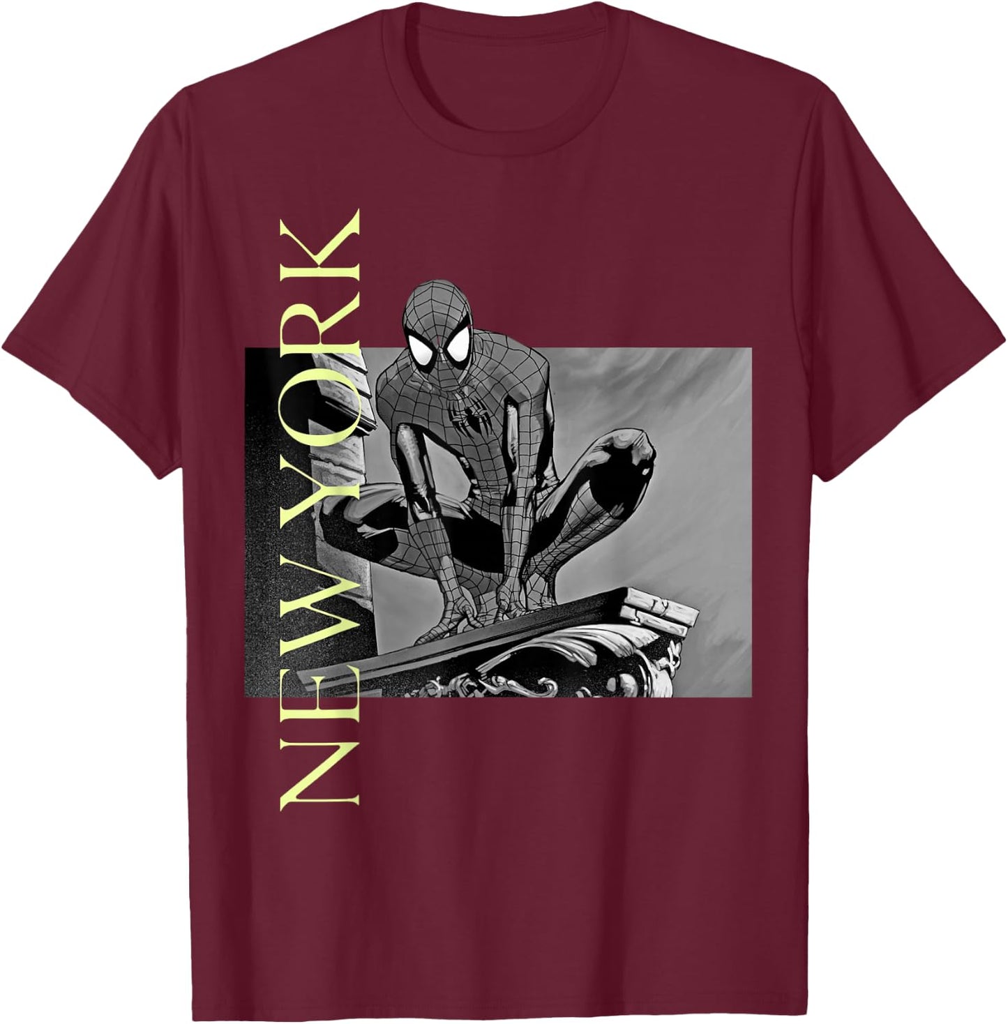 Marvel Spider-Man New York Portrait T-Shirt - T-Shirt | Maroon