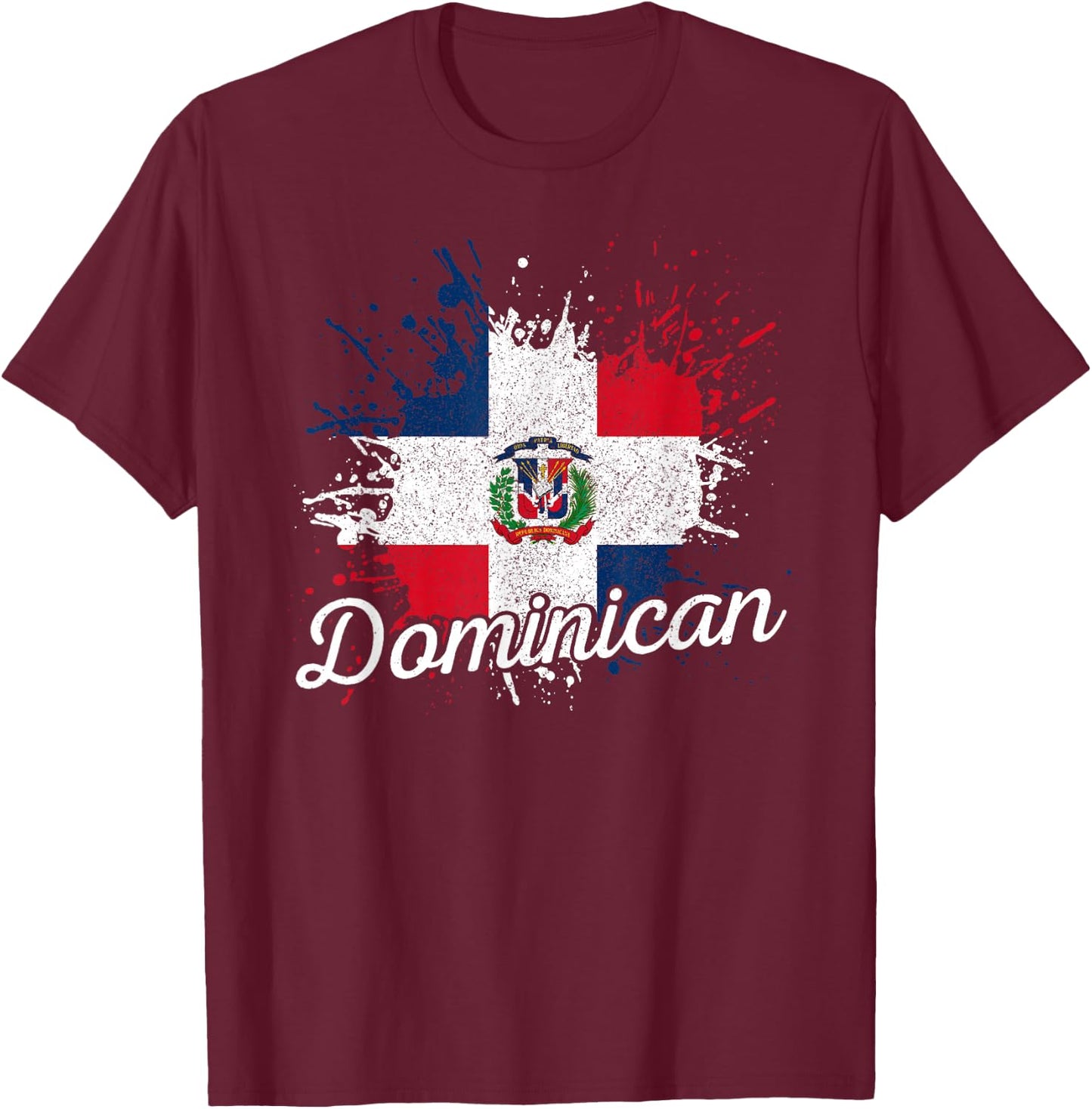 Dominican Republic Patriotic Dominican Flag T-Shirt - T-Shirt | Maroon