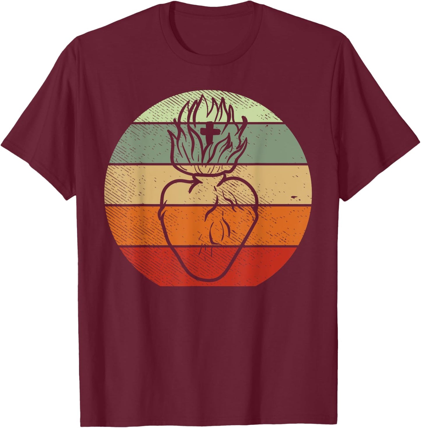 Heart Jesus Sacred God Religious Catholic Christian Gift T-Shirt - T-Shirt | Maroon