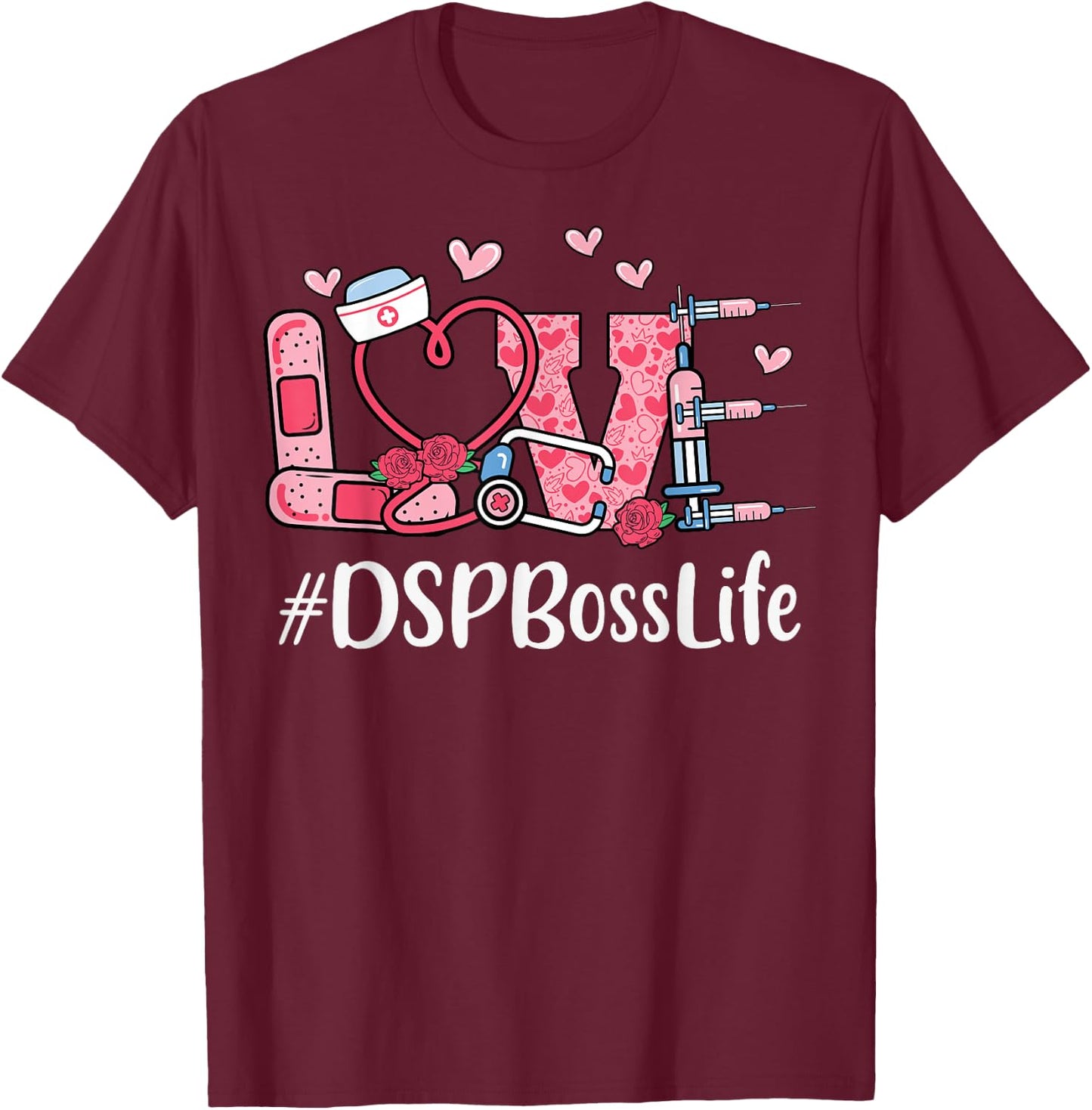 DSP Boss Love Valentines Day Cute Women Heart Appreciation T-Shirt - T-Shirt | Maroon