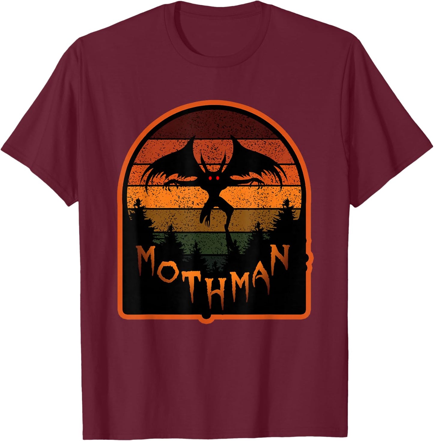 Cryptid Vintage Orange Mothman Folklore Small T-Shirt - T-Shirt | Maroon
