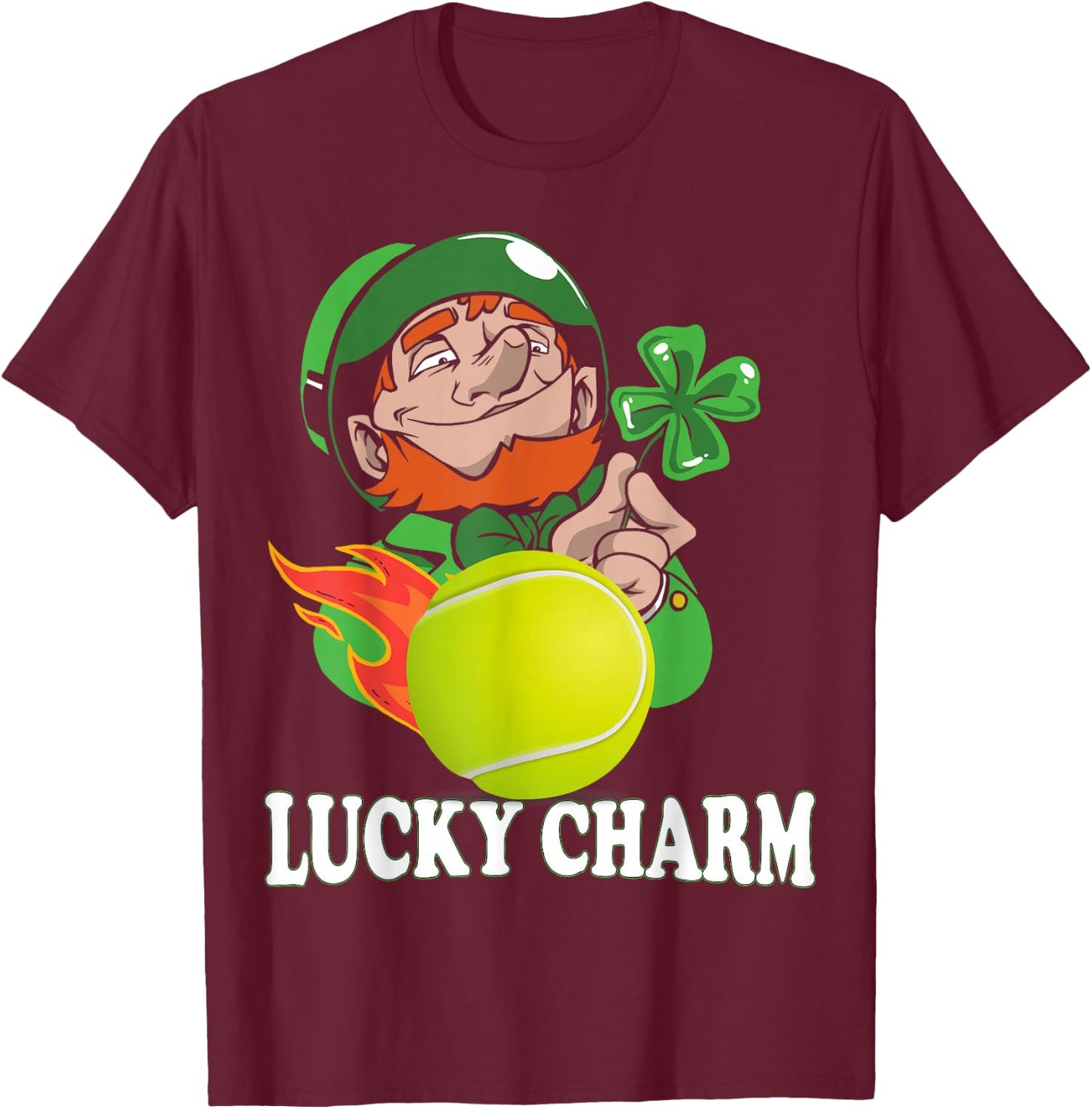 Funny St Patricks Day Gifts for Boys Men Lucky Charm Tennis T-Shirt - T-Shirt | Maroon