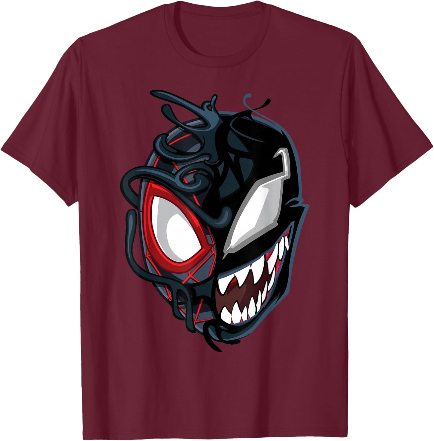 Marvel Spider-Man Maximum Venom Miles Morales Big Face T-Shirt - T-Shirt | Maroon