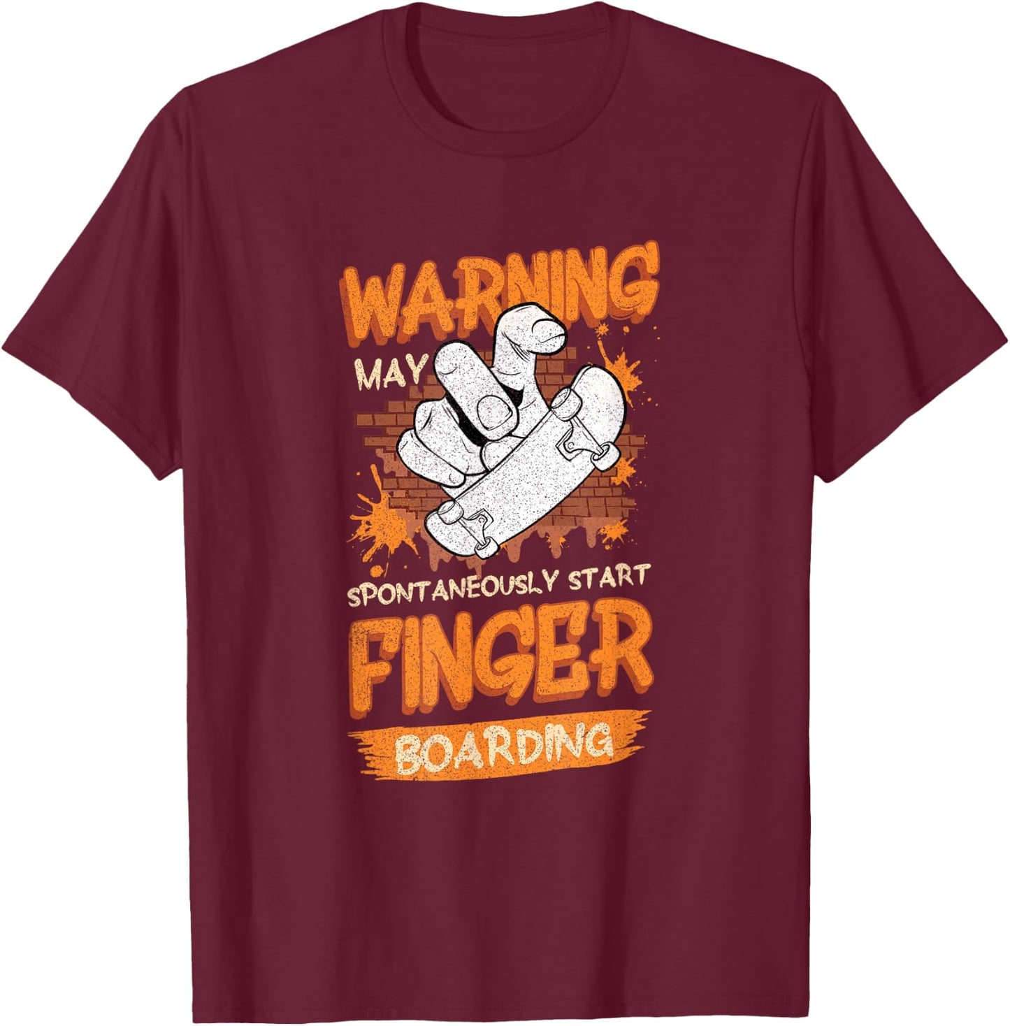 Funny Finger Boarding Graffiti Lifestyle Fingerboard Boarder T-Shirt - T-Shirt | Maroon