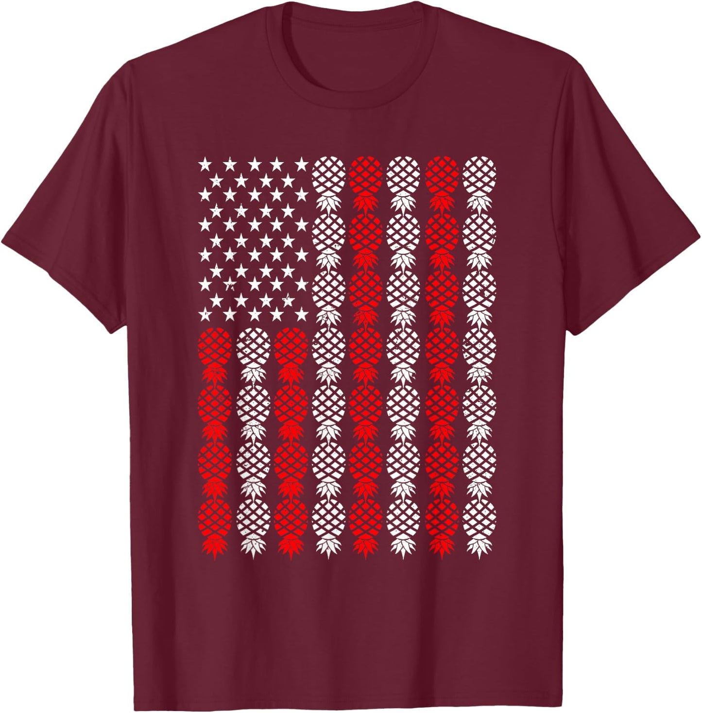 Upside Down Pineapple US Flag Swinger USA Patriotic T-Shirt - T-Shirt | Maroon