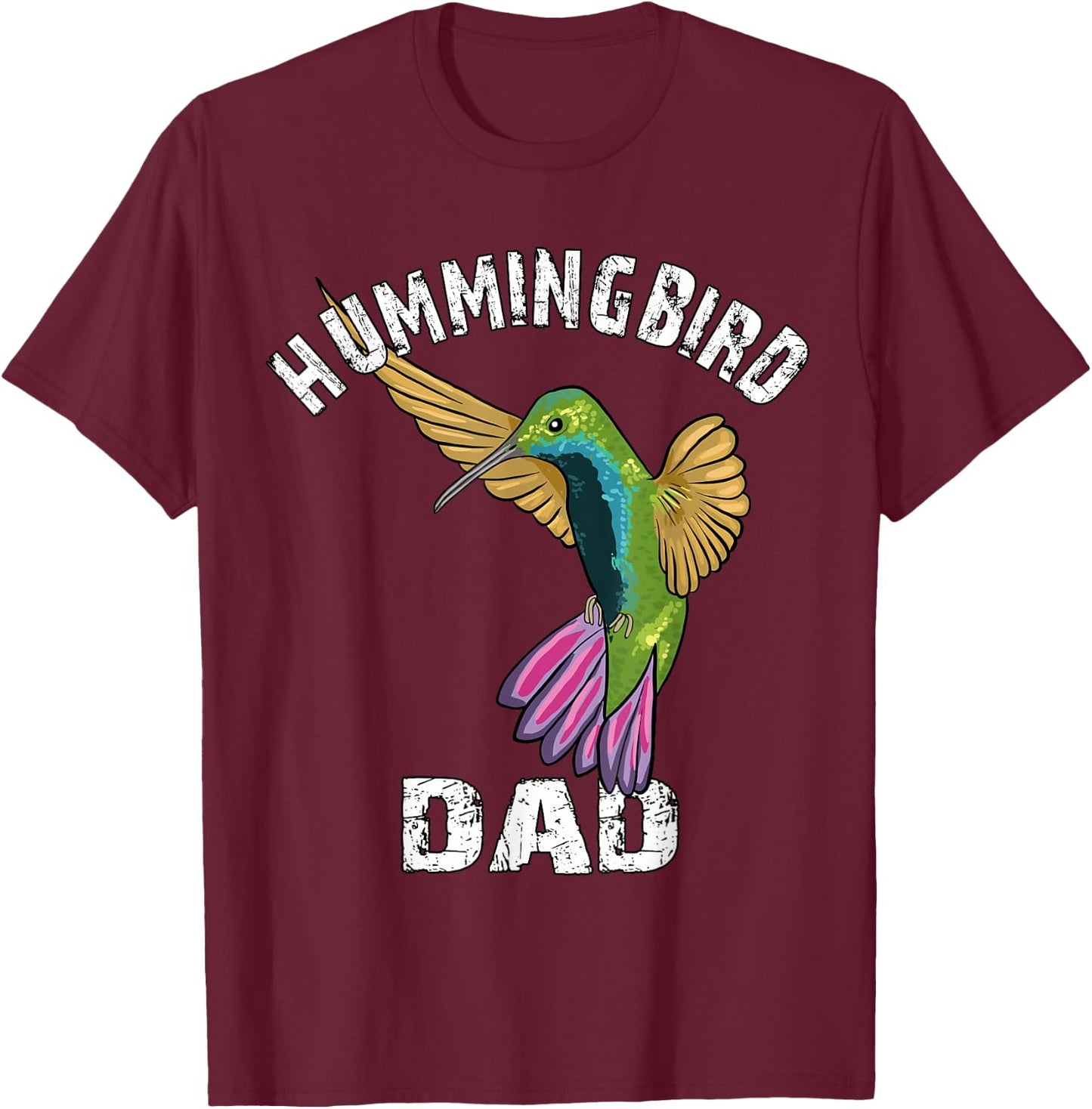 Hummingbird Dad Lover Illustration Hummingbird Art T-Shirt - T-Shirt | Maroon