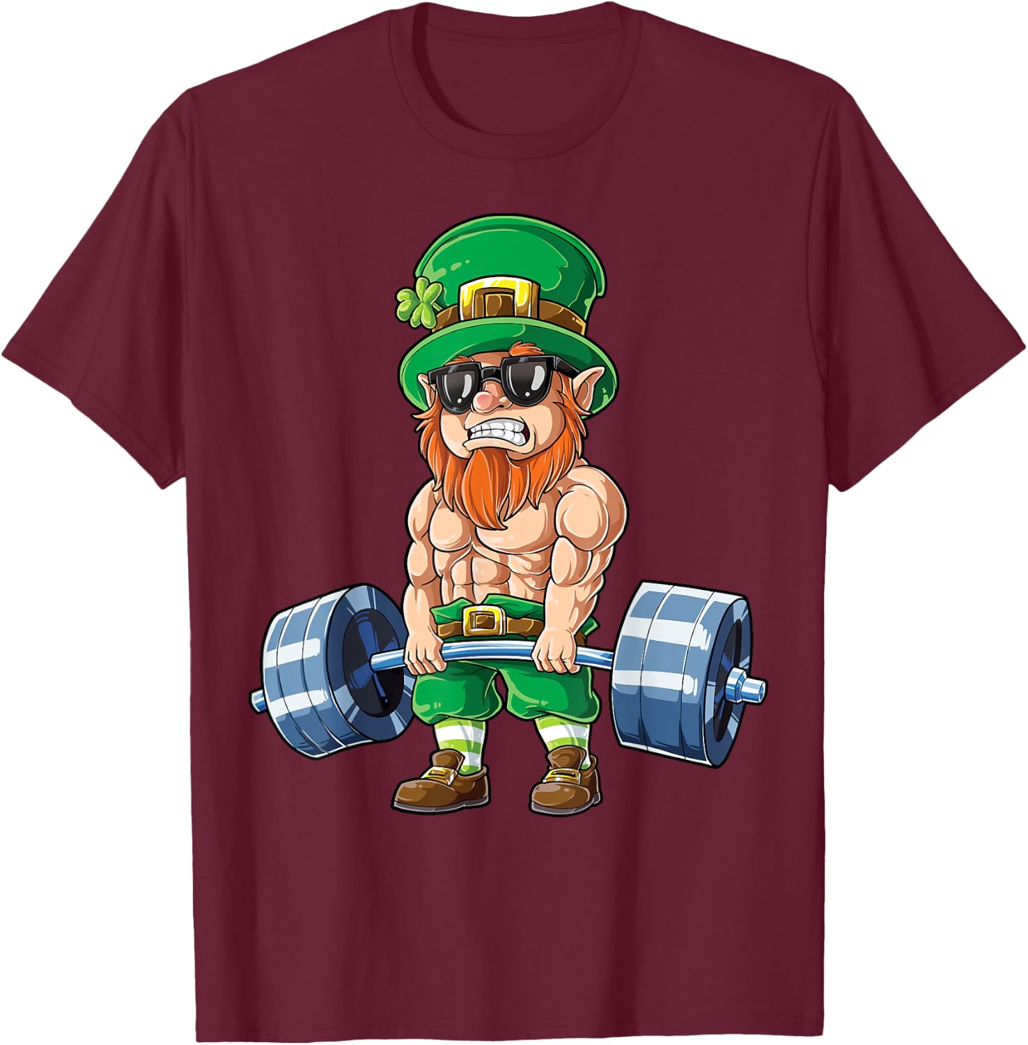 Leprechaun St Patrick's Day Weightlifting Deadlift Fitness T-Shirt - T-Shirt | Maroon