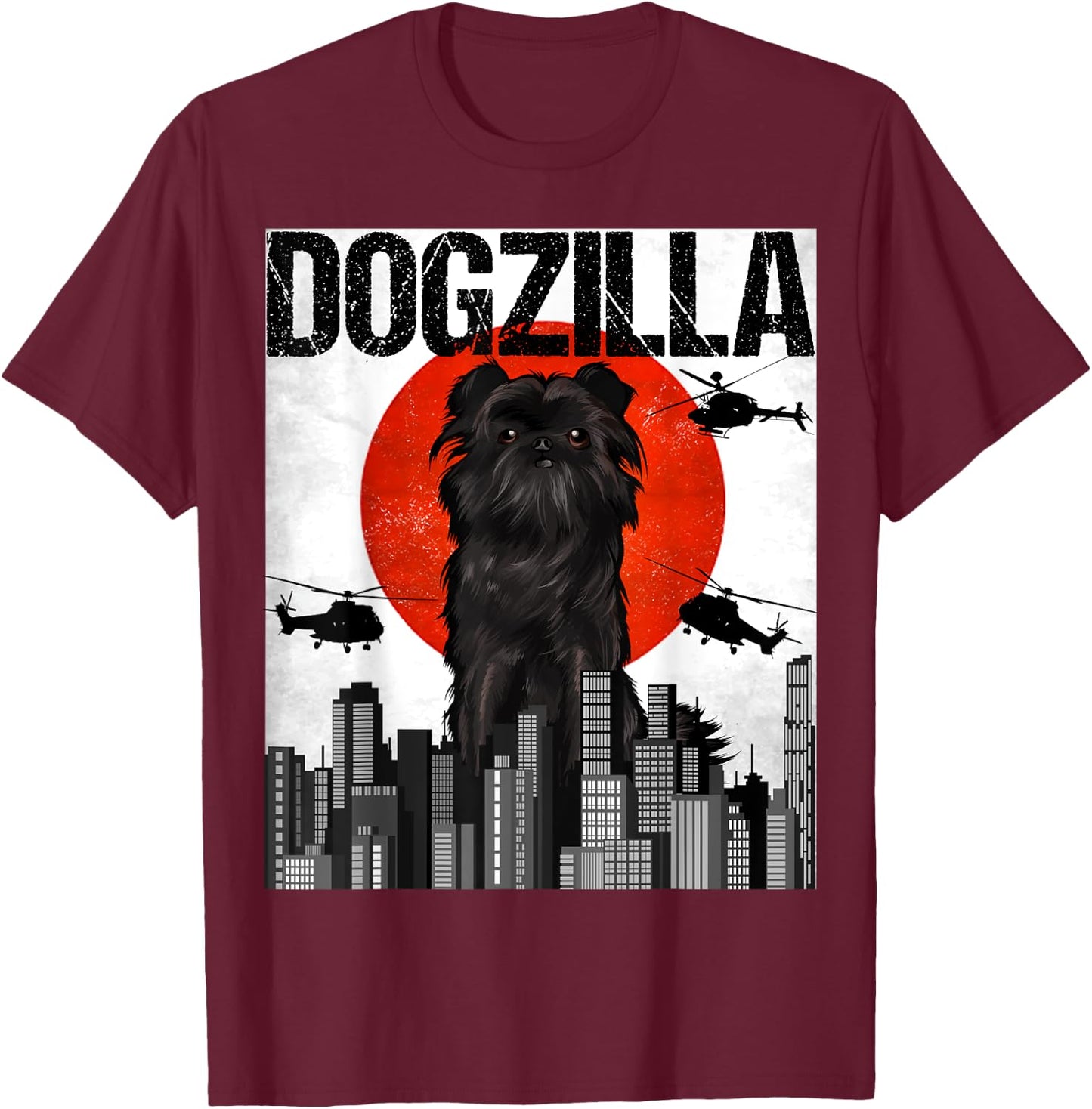 Funny Vintage Japanese Dogzilla Affenpinscher T-Shirt - T-Shirt | Maroon
