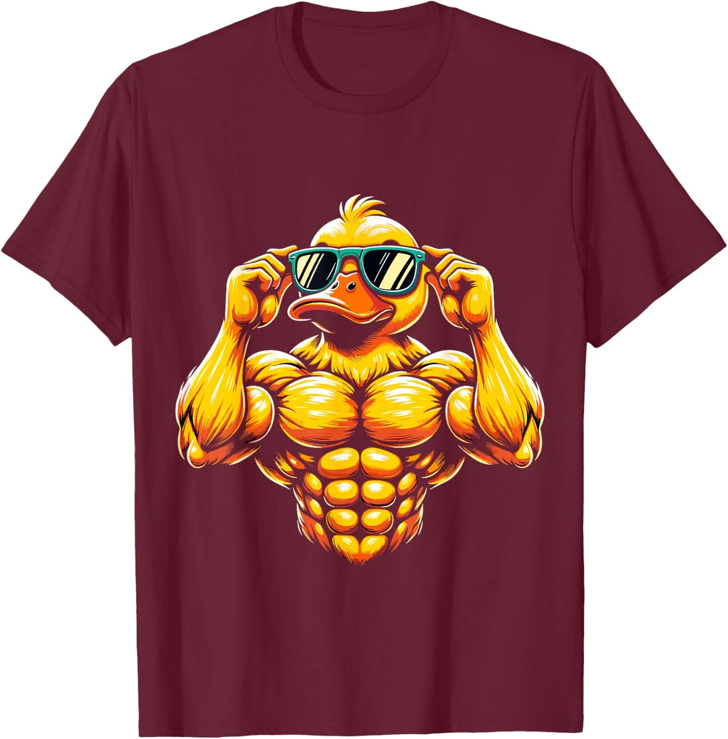 cool Rubber Duck Muscular Fitness Gym Duck T-Shirt - T-Shirt | Maroon