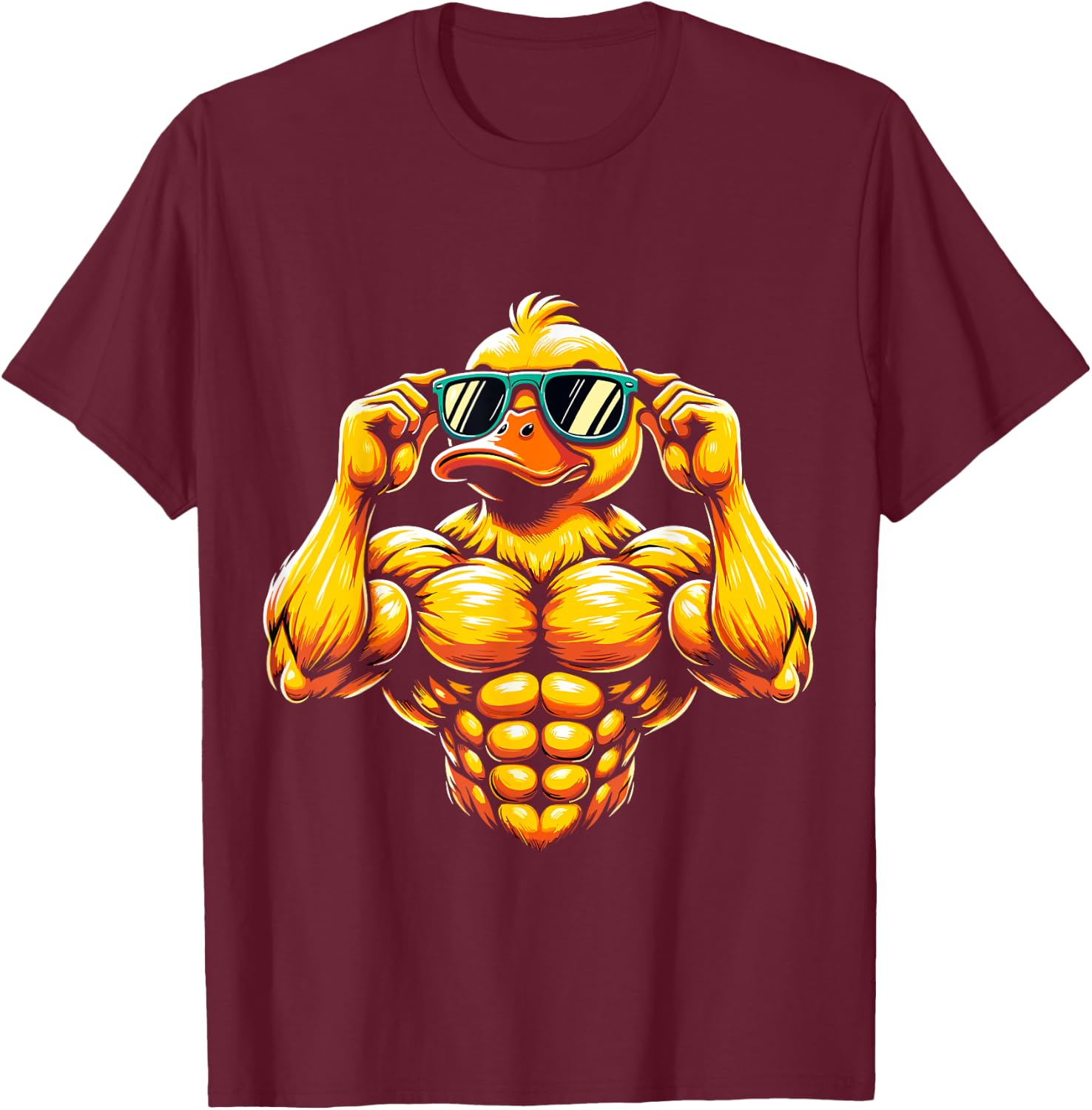 cool Rubber Duck Muscular Fitness Gym Duck T-Shirt - T-Shirt | Maroon