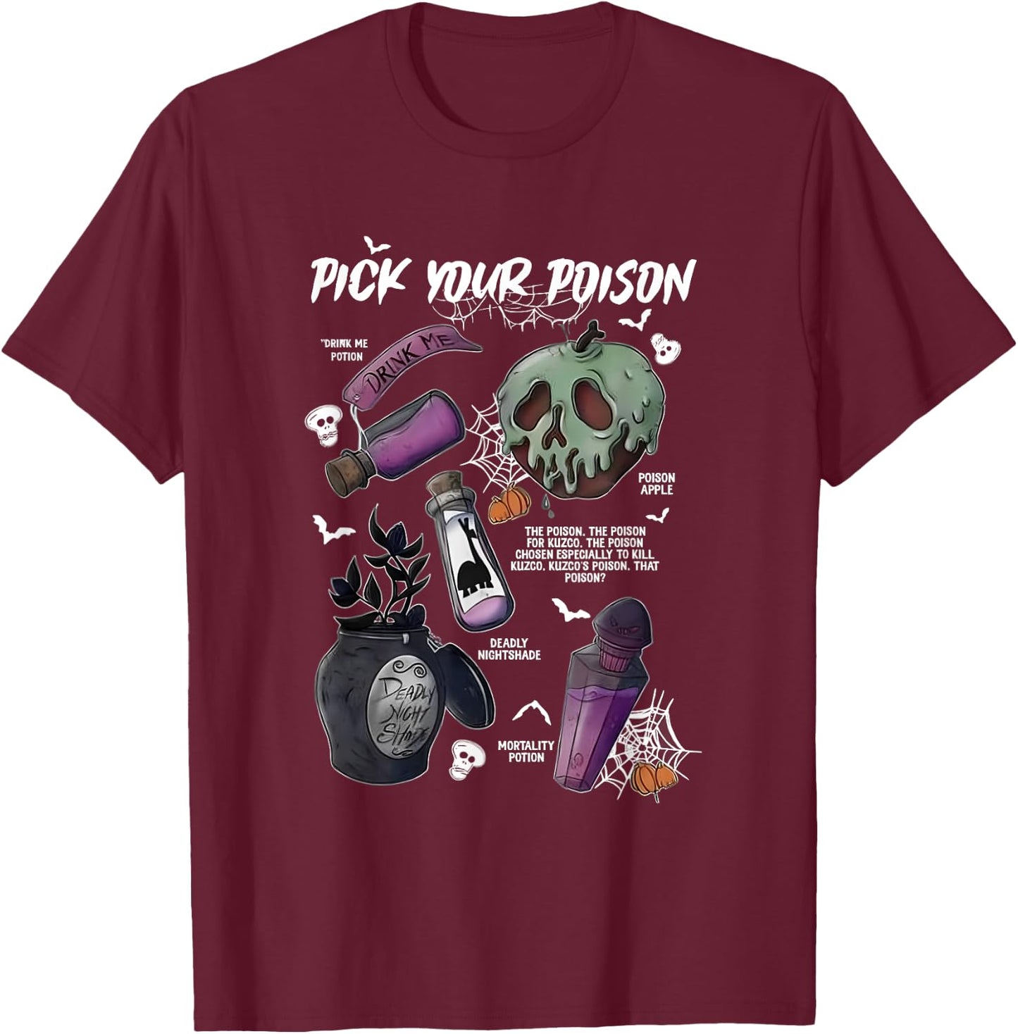 Pick Your Poison's Funny Drink Me Potion's Happy Halloween T-Shirt - T-Shirt | Maroon