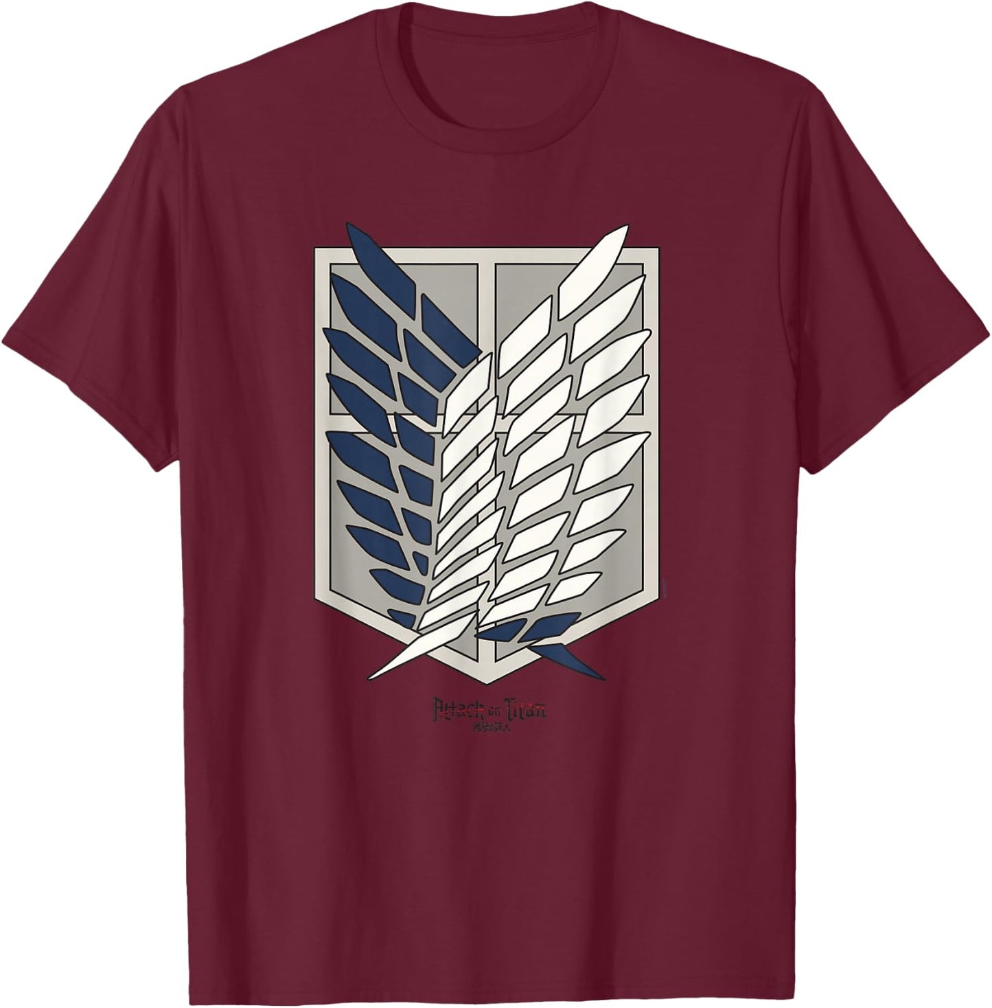 Attack on Titan Scout Regiment Shield AOT Anime T-Shirt - T-Shirt | Maroon