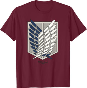 Attack on Titan Scout Regiment Shield AOT Anime T-Shirt - T-Shirt | Maroon