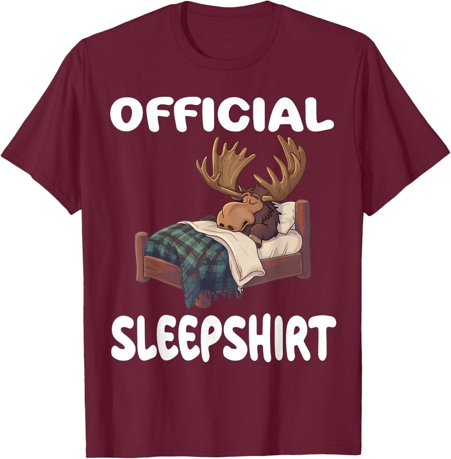 Moose Official Sleepshirt Pajamas Nightgown T-Shirt - T-Shirt | Maroon