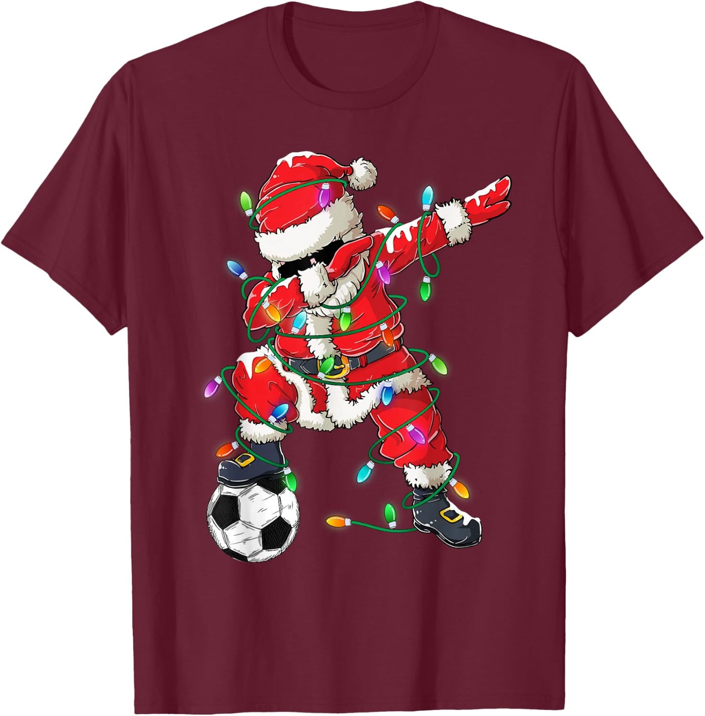 Happy Xmas Dabbing Santa Soccer Christmas Pajamas Kids T-Shirt - T-Shirt | Maroon