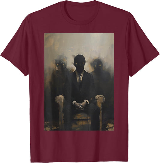 Creepy Occult Horror Dark Conspiracy Gothic Alt Demon Art T-Shirt - T-Shirt | Maroon