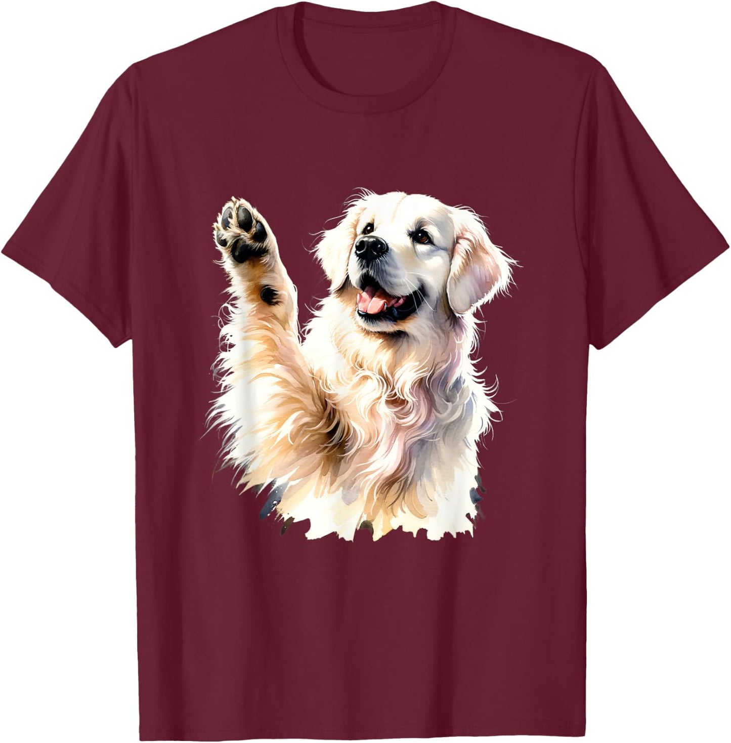 Golden Retriever Funny Dog Lover Paw Print Puppy Animal Cute T-Shirt - T-Shirt | Maroon