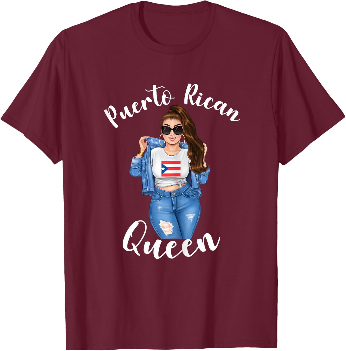 Puerto Rican Queen Proud Mexican Latin Sunshine Sassy Woman T-Shirt - T-Shirt | Maroon