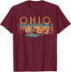 Ohio USA Outdoor Vintage Ohio -Adults, -Kids Black Short Sleeve Small Retro Nature Retro T-Shirt - T-Shirt | Maroon