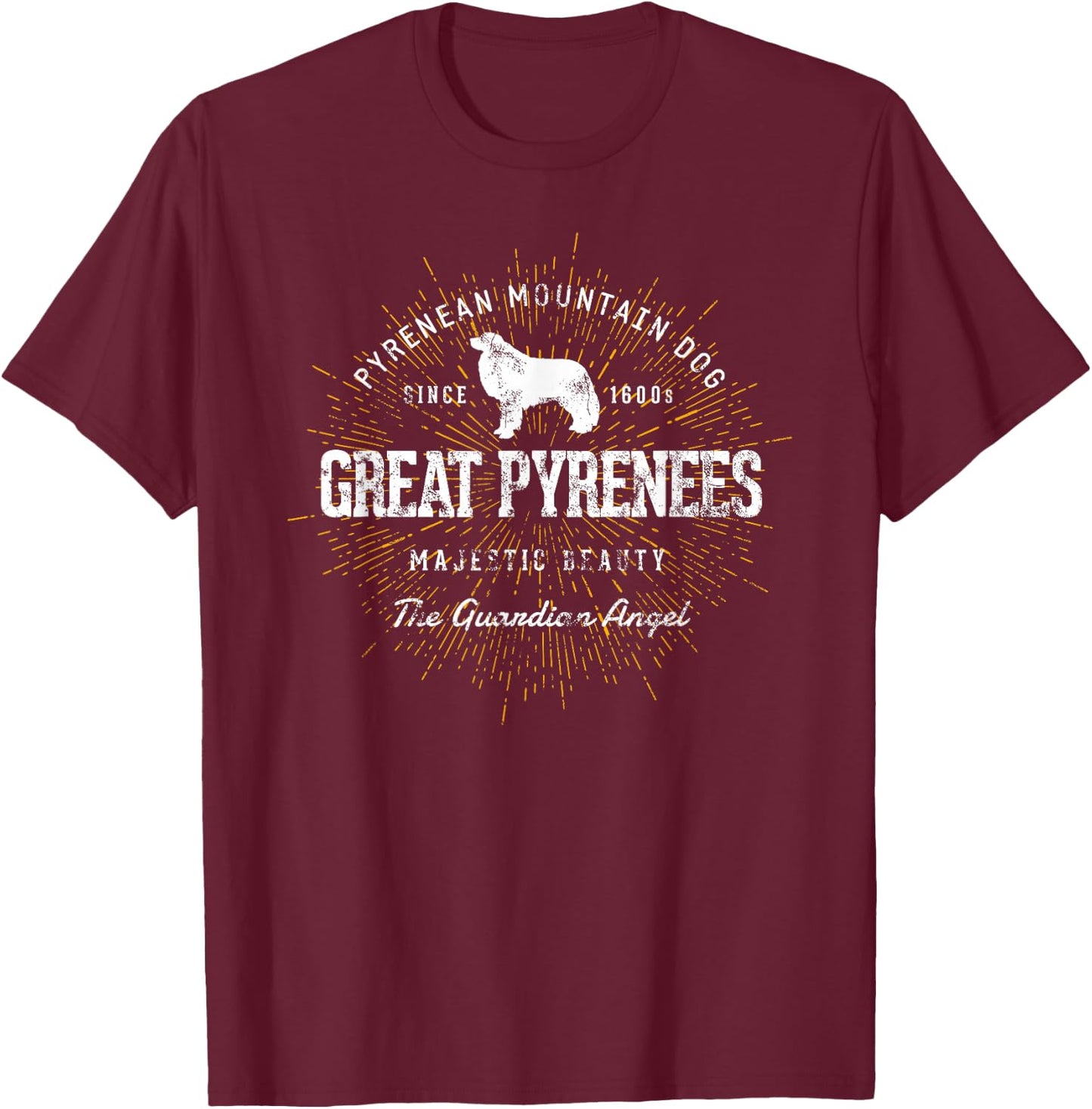 Vintage Great Pyrenees Retro T-Shirt - T-Shirt | Maroon
