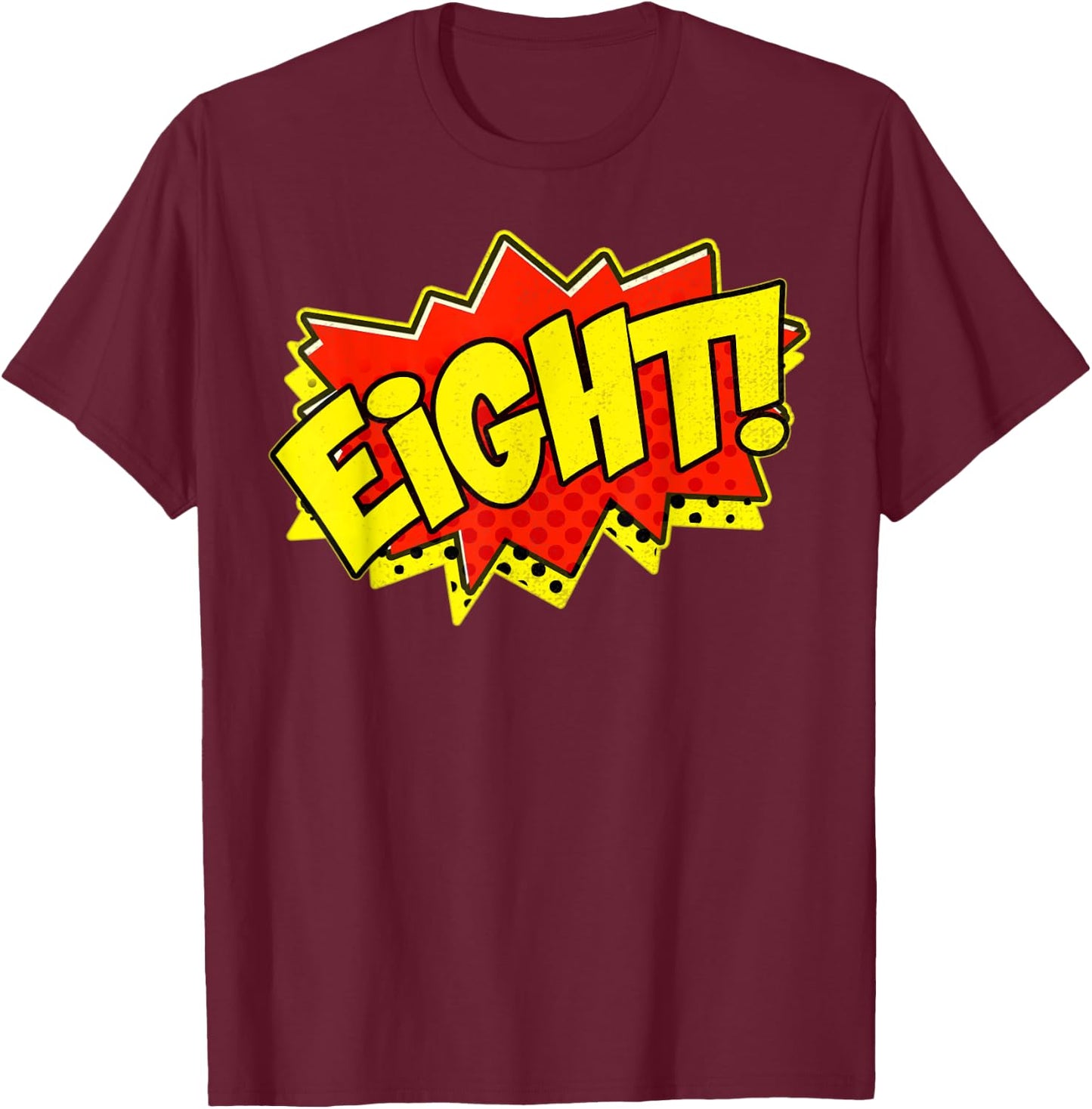 Boy Eight Superhero Comic Book Hero 8th Birthday Boy 8 Years T-Shirt - T-Shirt | Maroon