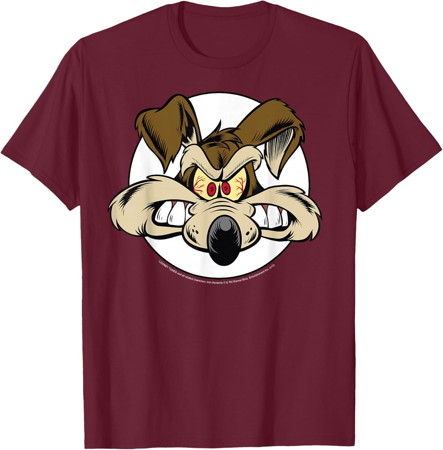 Looney Tunes Wile E. Coyote Angry Big Face T-Shirt - T-Shirt | Maroon