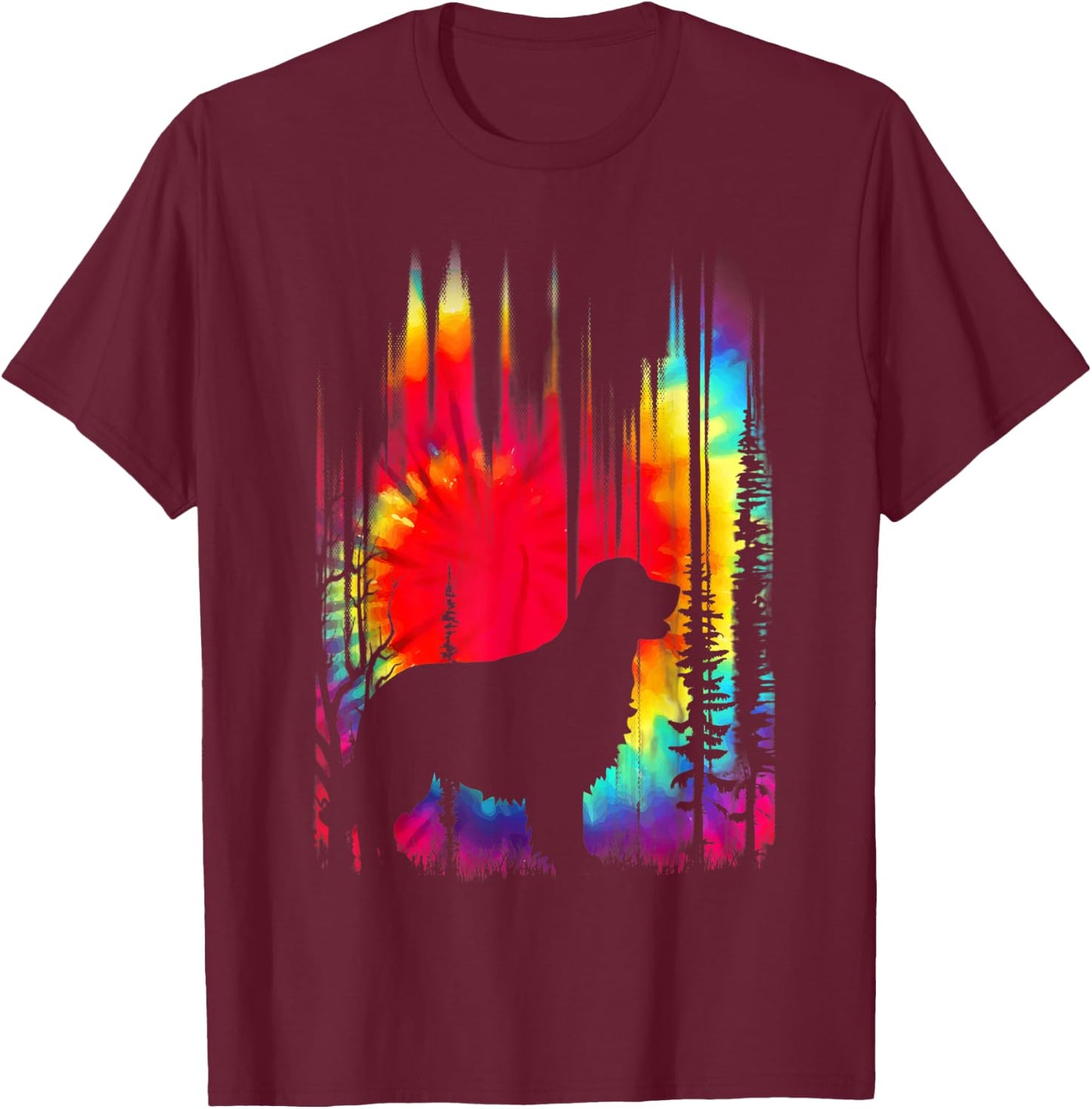 Golden Retriever Dog Colorful Tie Dye Hippie Puppy Lovers Men Women Kids T-Shirt - T-Shirt | Maroon