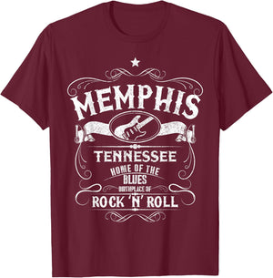 Memphis Tennessee Blues Country Music Guitar Vintage Gift Small T-Shirt - T-Shirt | Maroon
