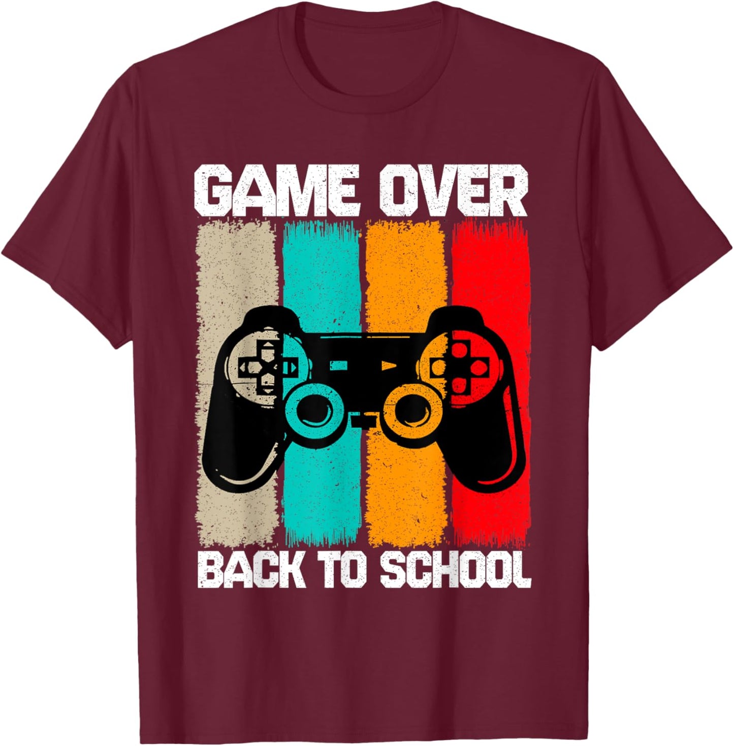 Back To School Vintage For Boys Men Game Over Back To School T-Shirt - T-Shirt | Maroon