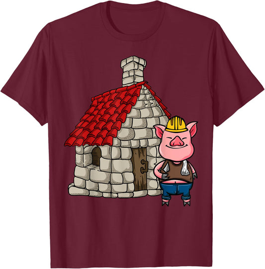 Three Pigs Lazy Halloween Costume - Brick House T-Shirt - T-Shirt | Maroon