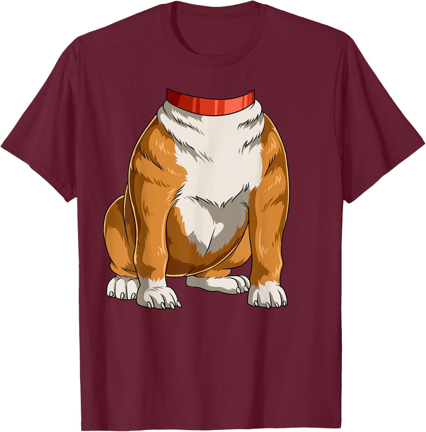 Easy Bulldog Costume Bulldog Body Headless Bulldog Costume Women Kids T-Shirt - T-Shirt | Maroon