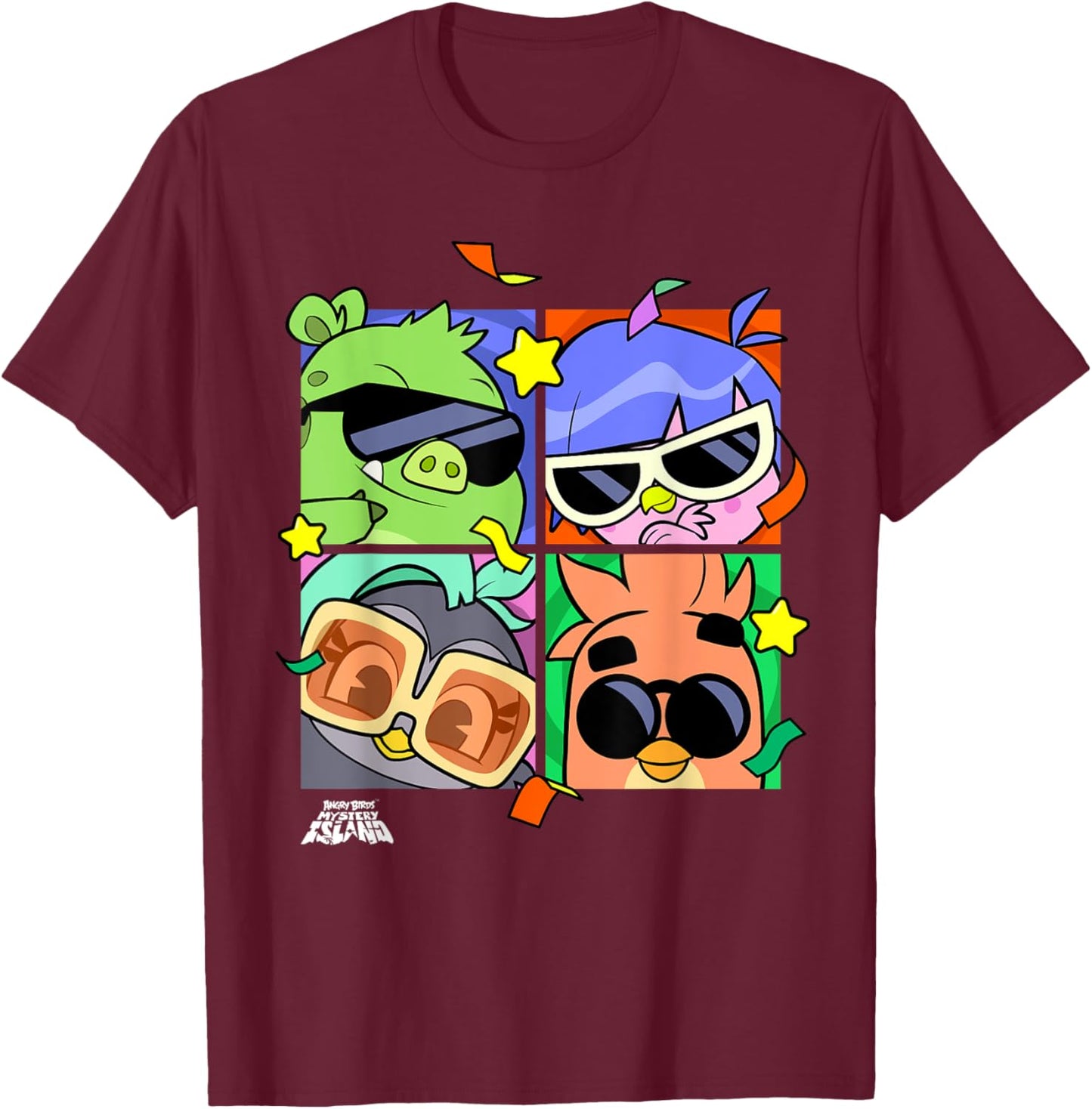 Angry Birds Mystery Island Team Official Merchandise T-Shirt - T-Shirt | Maroon