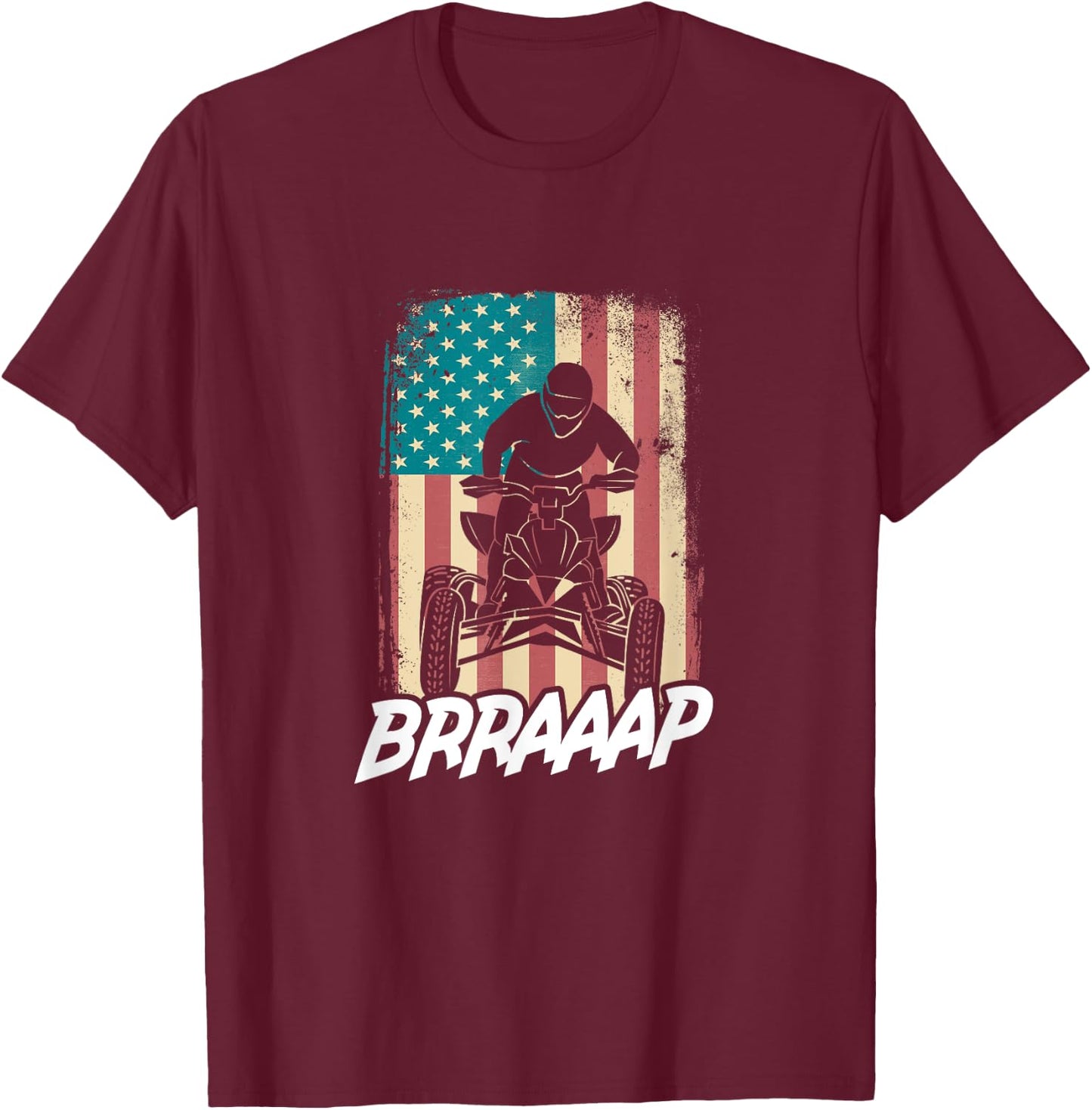 ATV USA American Flag Quad Bike Four Wheeler Biker Rider T-Shirt - T-Shirt | Maroon