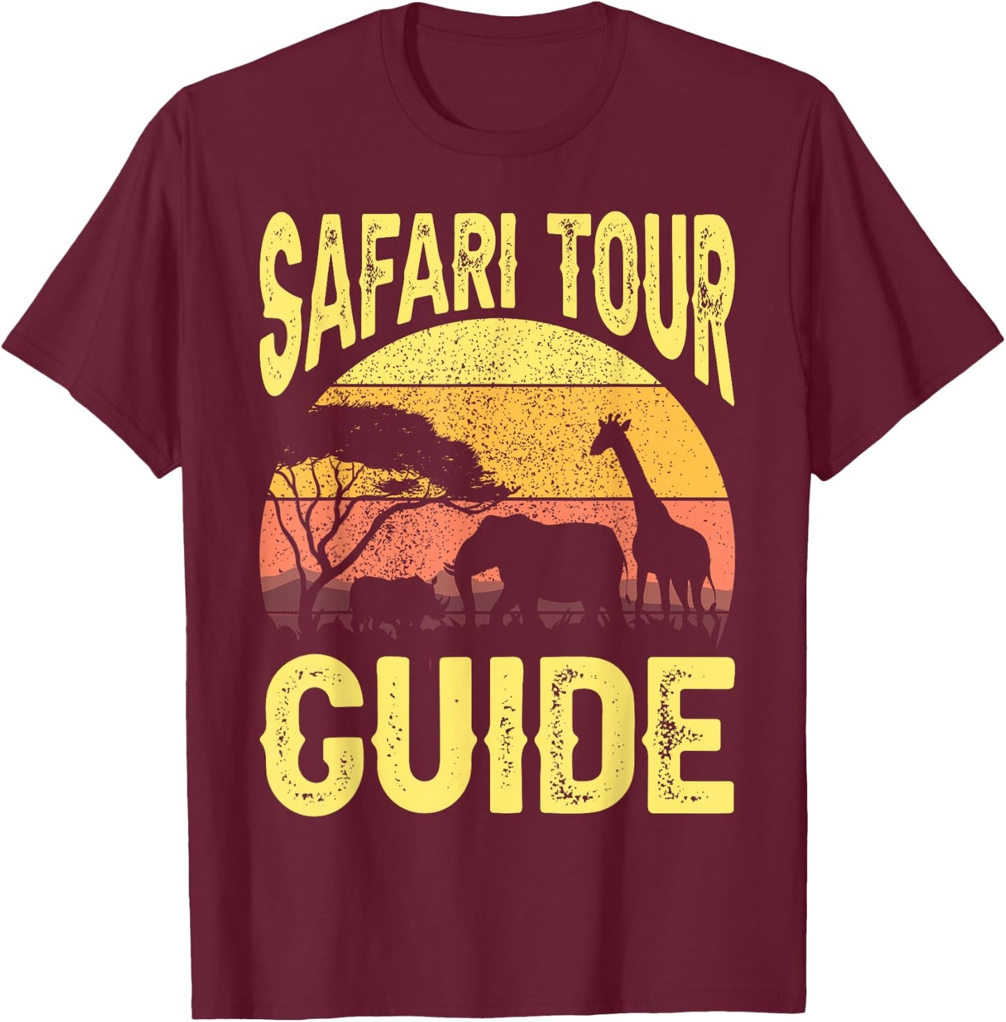 Funny Safari Tour Guide Costume- African Animals - Safari T-Shirt - T-Shirt | Maroon