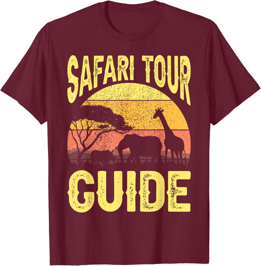 Funny Safari Tour Guide Costume- African Animals - Safari T-Shirt - T-Shirt | Maroon