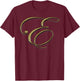Monogram Initial Letter E Gold T-Shirt - T-Shirt | Maroon