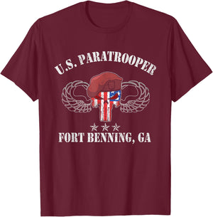 U.S Paratrooper Fort Benning GA , Veterans Day Gift T-Shirt - T-Shirt | Maroon