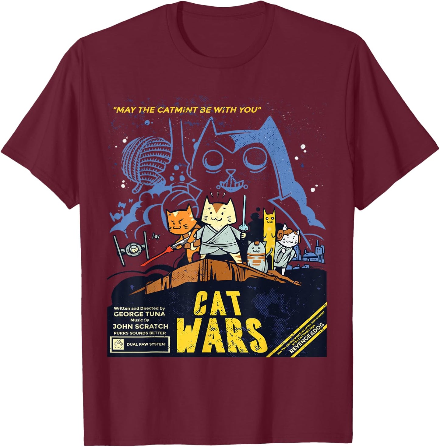 Cat Wars May The Catmint Be With You Funny Cat Lovers Gift Women Girls Kids T-Shirt - T-Shirt | Maroon