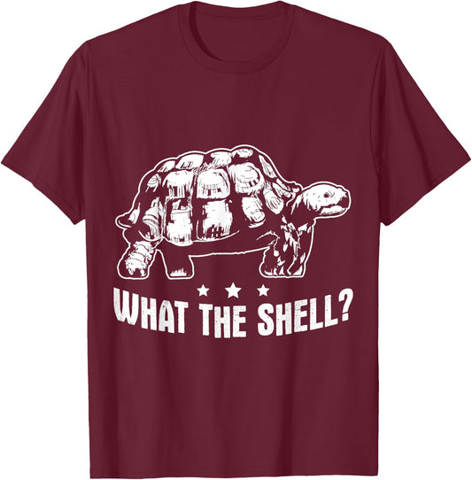 Funny Turtle Design What The Shell Turtoise T-Shirt - T-Shirt | Maroon
