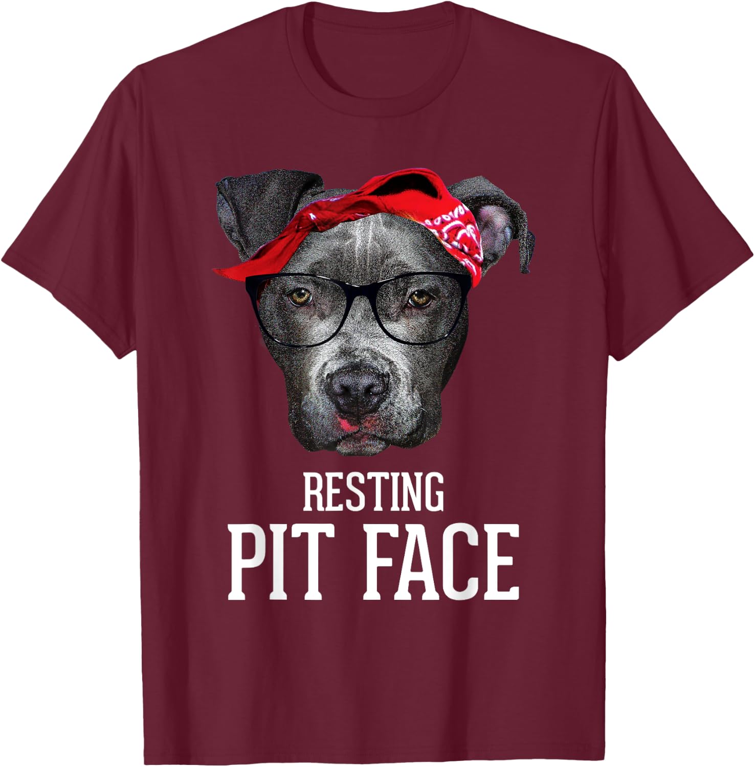 Vintage Pitbull Resting Pit Face - Funny Pitbull Lovers Dog T-Shirt - T-Shirt | Maroon