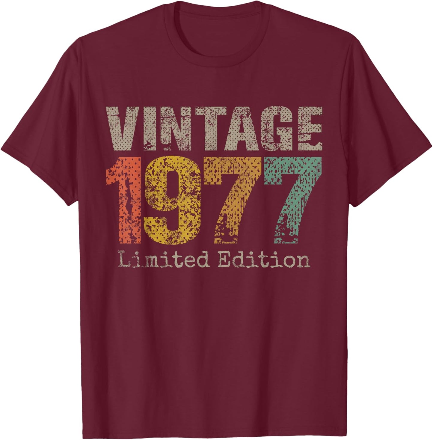 Vintage 1977 Limited Edition 48th Birthday Gifts 48 Year Old T-Shirt - T-Shirt | Maroon