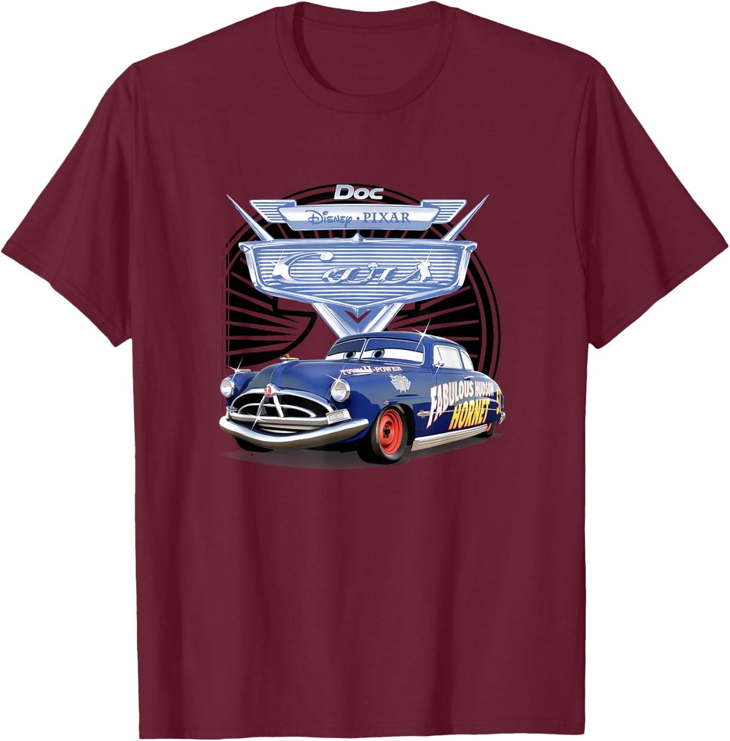 Disney Pixar Cars Fabulous Hudson Hornet Portrait T-Shirt - T-Shirt | Maroon