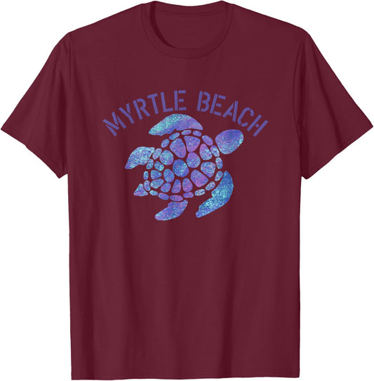 Myrtle Beach, SC Beach Design/Souvenir Illustration T-Shirt - T-Shirt | Maroon