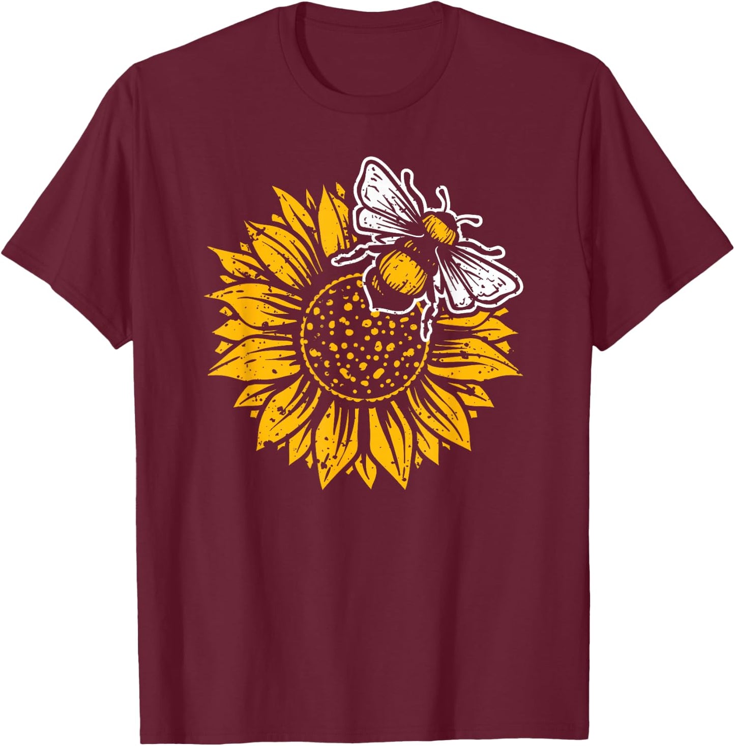 Bumblebee Sunflower Springtime Save The Bees Honeybee T-Shirt - T-Shirt | Maroon