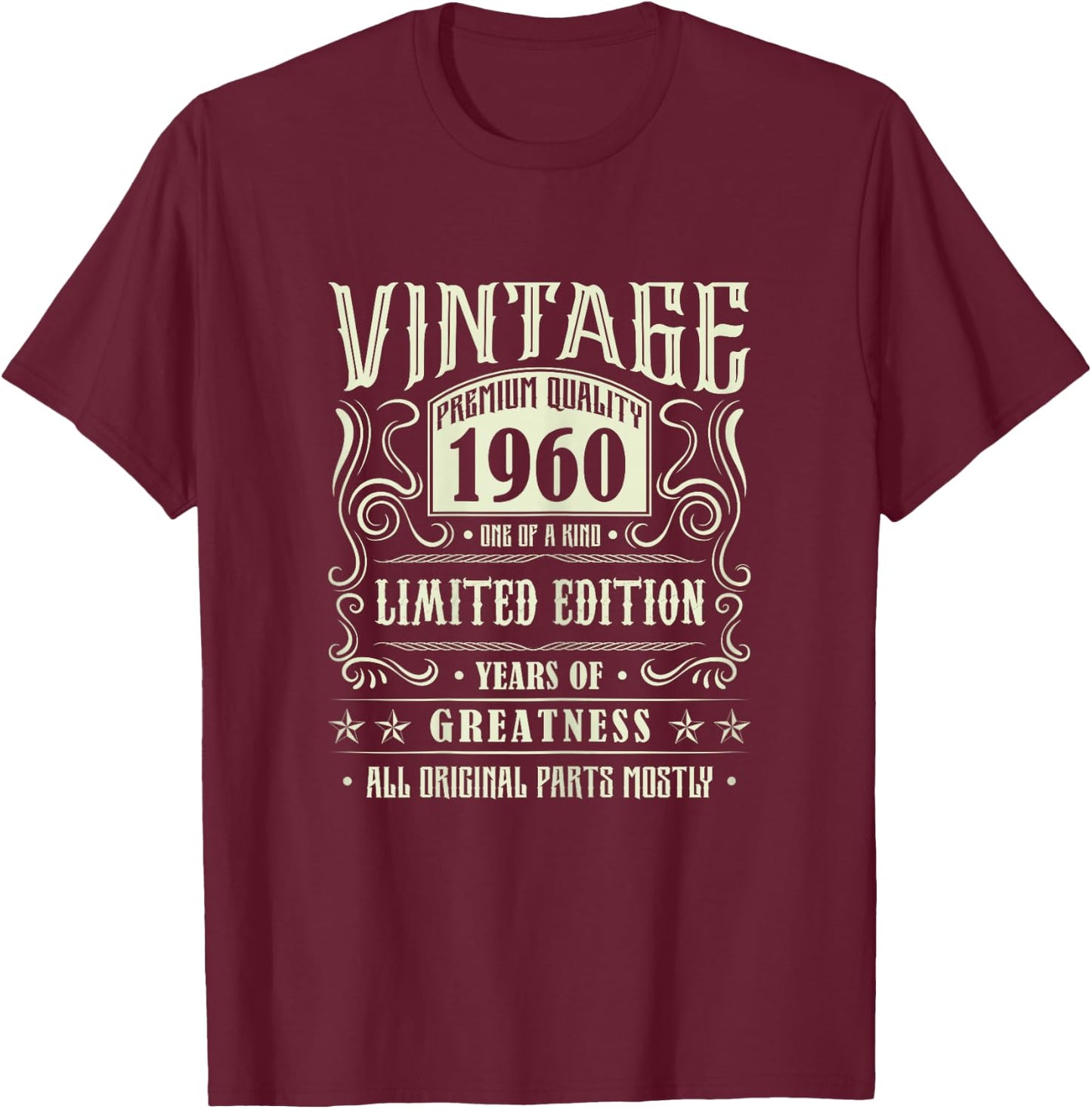 Vintage 1960 T Shirts Retro Funny 1960 Birthday T-Shirt - T-Shirt | Maroon