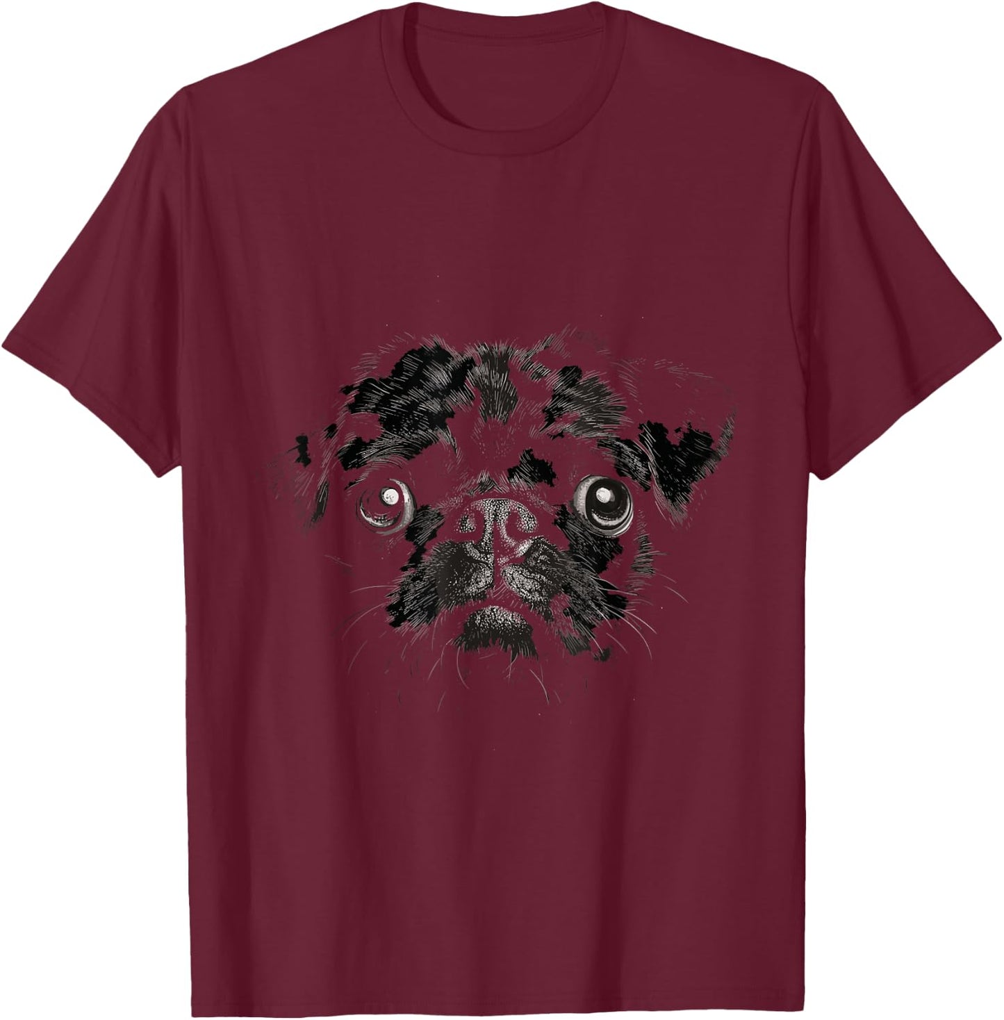 Pug for Dog Mom Dad Funny Cute Black Pug Women Kids T-Shirt - T-Shirt | Maroon