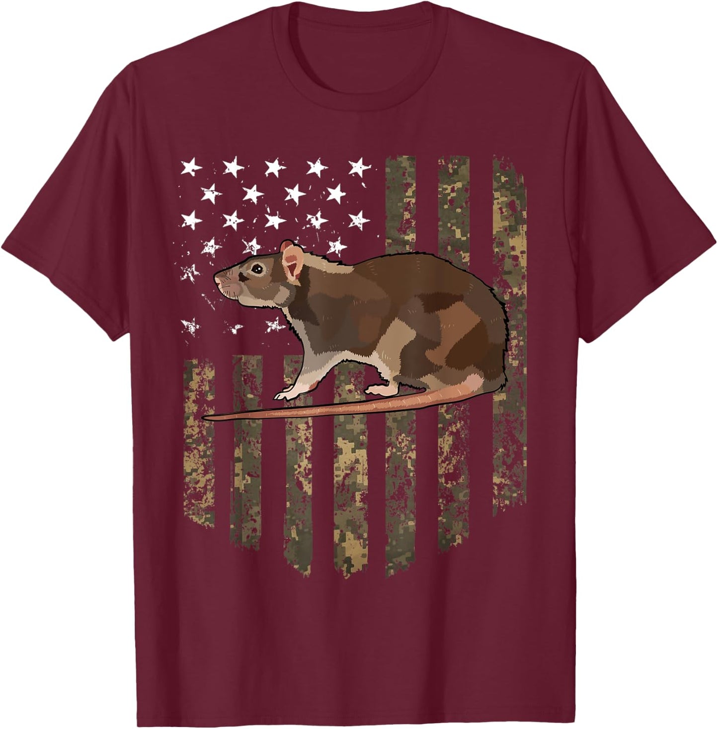 Camo American Flag Rat 4th Of July Farm Animal Kids Men T-Shirt - T-Shirt | Maroon