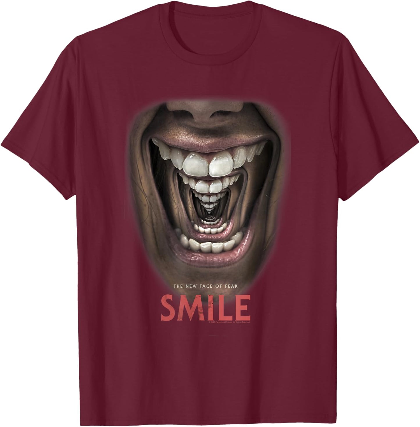 Smile Droste Mirror Effect Horror Movie Poster T-Shirt - T-Shirt | Maroon