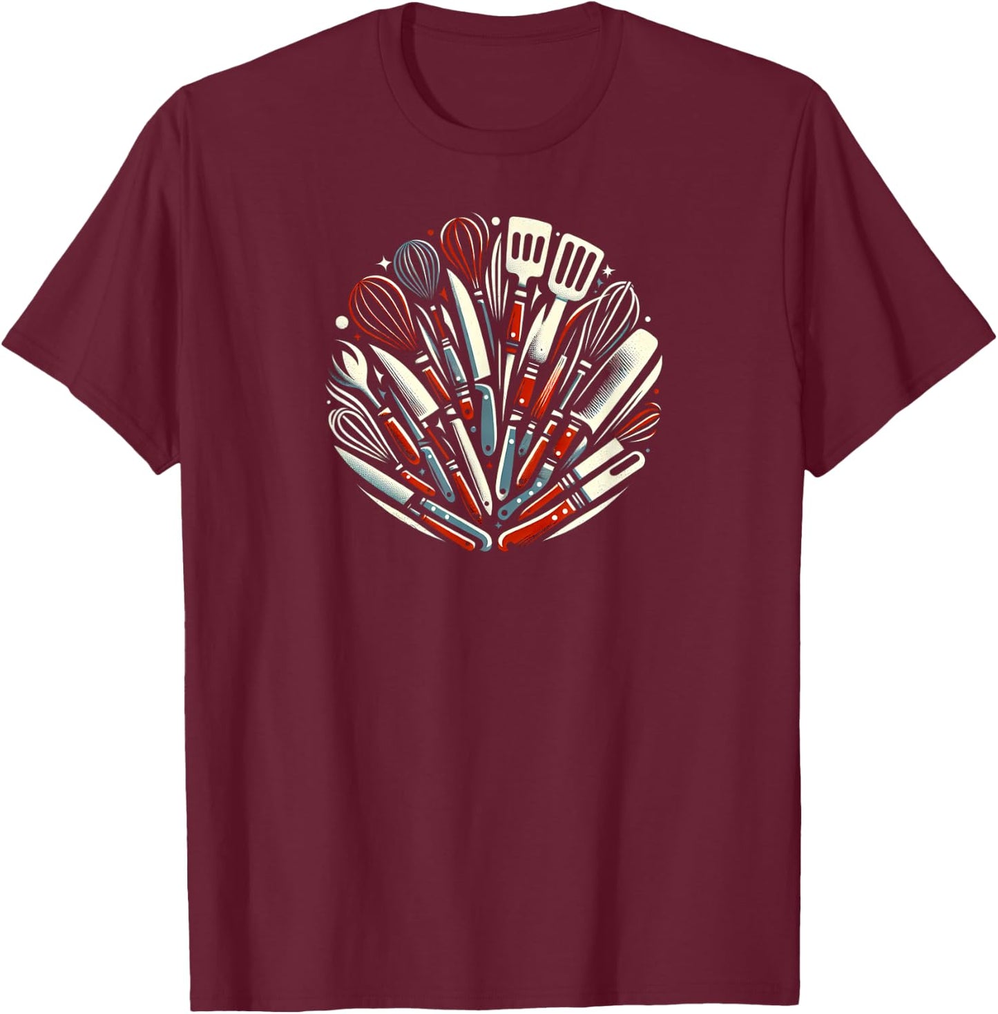 Gourmet Delight Chef's Tools T-Shirt - T-Shirt | Maroon